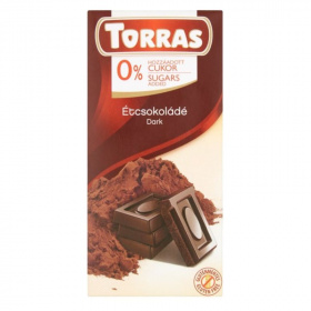Torras gluténmentes étcsokoládé cukor nélkül 75g