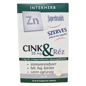 Interherb szerves cink 25mg & réz tabletta 60db