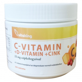 Vitaking C+D3+Cink biszglicinát + csipkebogyó tabletta 200db