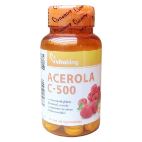 Vitaking Vitamin C-500 Acerola rágótabletta - eper ízű 40db