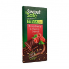 Sweet And Safe étcsoki málnával, kenderrel, steviával 90g Sweet And Safe étcsoki málnával, kenderrel, steviával 90g