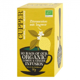 Cupper bio lemon&ginger citrom-gyömbér gyümölcstea (20x2,5g) 20db