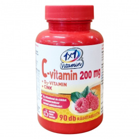 1x1 Vitamin C-vitamin 200mg D3+cink rágótabletta - málna ízű 90db