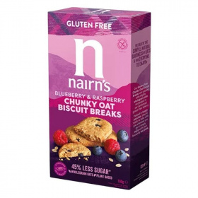 Nairns gluténmentes teljeskiőrlésű 63% rostdús zabkeksz áfonya&málna 160g