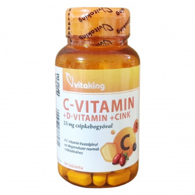 Vitaking C+D3+Cink biszglicinát + csipkebogyó tabletta 90db