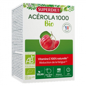 Superdiet acerola 1000mg vegán rágótabletta - gyümölcs ízű 24db