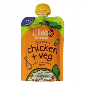 Ella's Kitchen bio csirke krémes édeskukorica pürével és zöldségekkel bébiétel 130g